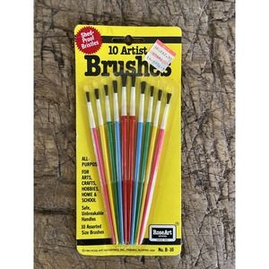 Vintage Rose Art Artist Brushes Painting 10 Shed Proof Brushes NOS